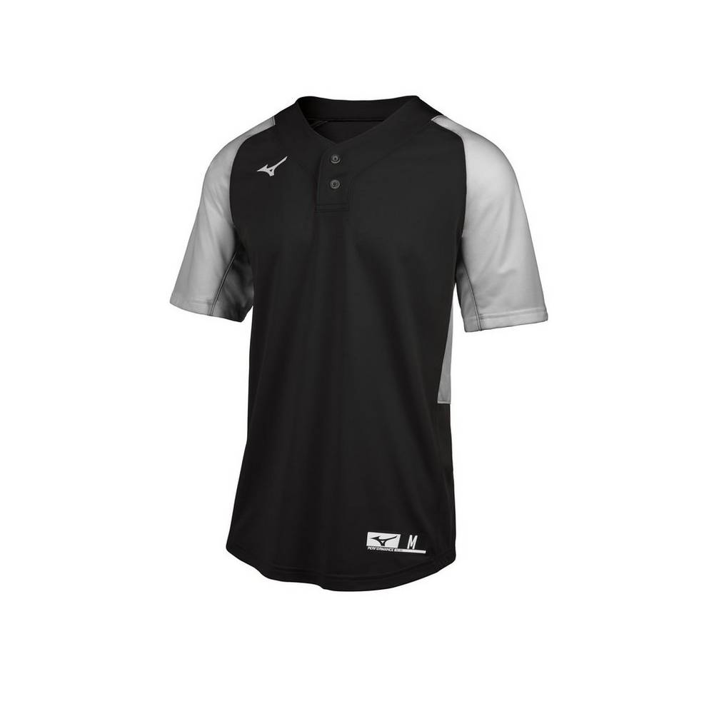 Panske Dresy Mizuno Aerolite 2-Button Baseball Čierne/Siva Vypredaj UPHB26508
